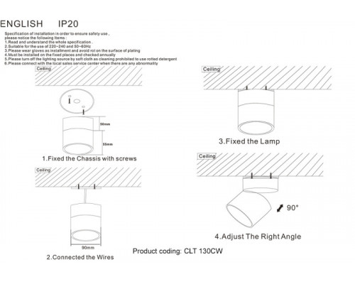 Сделать заказ Накладной светильник Crystal Lux CLT 130CW WH| VIVID-LIGHT.RU