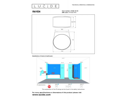 Оформить заказ Влагозащищенный светильник LUCIDE 27220/12/30| VIVID-LIGHT.RU