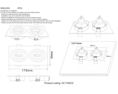 Оформить заказ Встраиваемый светильник Crystal Lux CLT 002C2 WH| VIVID-LIGHT.RU