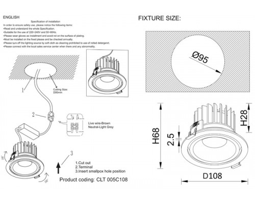 Заказать Встраиваемый светильник Crystal Lux CLT 005C108 BL| VIVID-LIGHT.RU