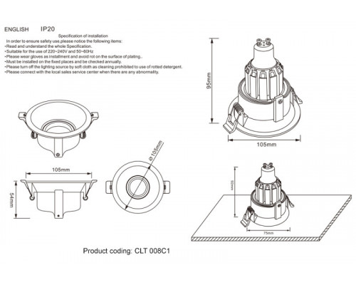 Оформить заказ Встраиваемый светильник Crystal Lux CLT 008C1WH| VIVID-LIGHT.RU