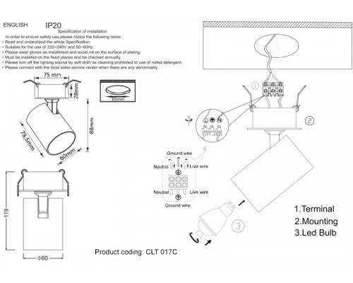 Сделать заказ Встраиваемый светильник Crystal Lux CLT 017C BL-BZ| VIVID-LIGHT.RU
