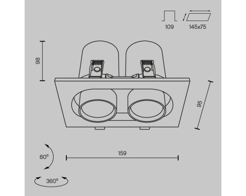 Купить Встраиваемый светильник Maytoni Technical DL045-02-10W4K-W| VIVID-LIGHT.RU