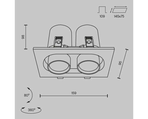 Оформить заказ Встраиваемый светильник Maytoni Technical DL045-02-10W4K-B| VIVID-LIGHT.RU