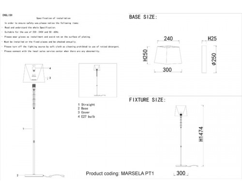 Оформить заказ Торшер Crystal Lux MARSELA PT1 NICKEL| VIVID-LIGHT.RU