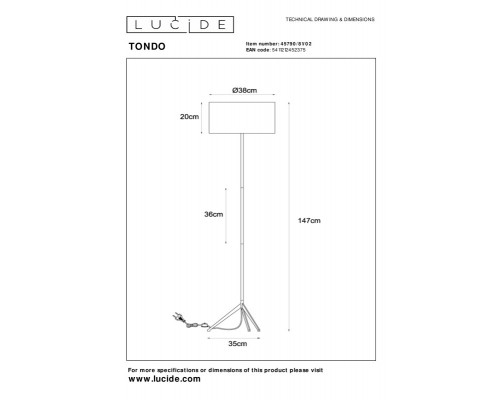 Заказать Торшер LUCIDE 45790/81/02| VIVID-LIGHT.RU