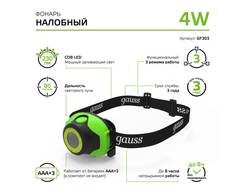 Оформить заказ Фонарь Gauss GF303| VIVID-LIGHT.RU