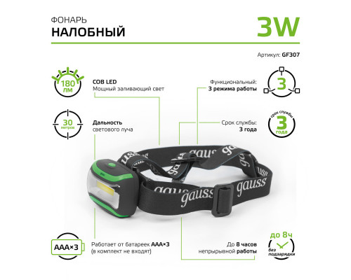 Заказать Фонарь Gauss GF307| VIVID-LIGHT.RU