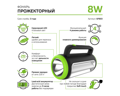 Купить Фонарь Gauss GF603| VIVID-LIGHT.RU