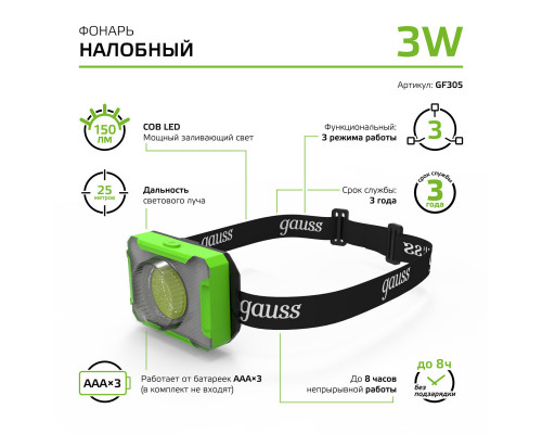 Заказать Фонарь Gauss GF305| VIVID-LIGHT.RU