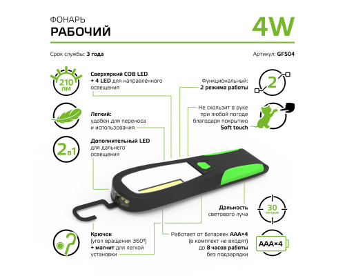 Сделать заказ Фонарь Gauss GF504| VIVID-LIGHT.RU