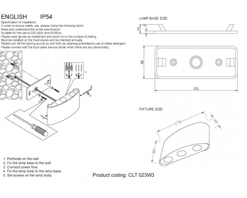 Заказать Светильник настенный Crystal Lux CLT 023W3 DG| VIVID-LIGHT.RU