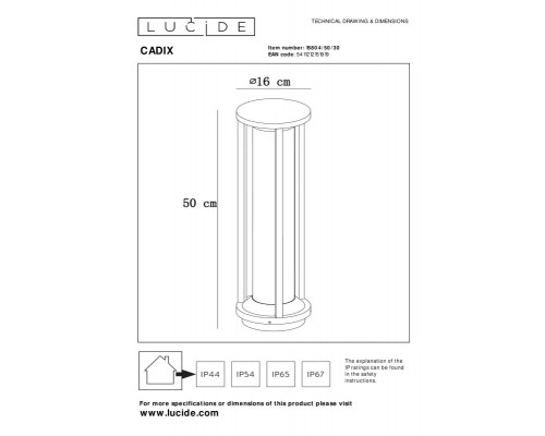 Заказать Уличный светильник LUCIDE 15804/50/30| VIVID-LIGHT.RU