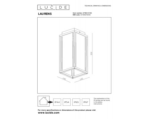 Купить Накладной уличный светильник LUCIDE 27105/01/30| VIVID-LIGHT.RU
