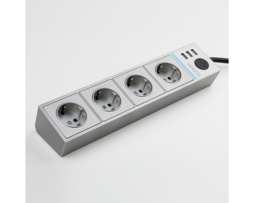 Сделать заказ Розетка Werkel WL20-04-03 серебряный/серебряный рифленый| VIVID-LIGHT.RU