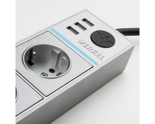 Сделать заказ Розетка Werkel WL20-04-03 серебряный/серебряный рифленый| VIVID-LIGHT.RU