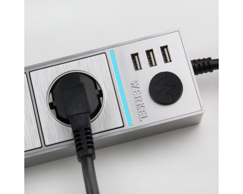 Сделать заказ Розетка Werkel WL20-04-03 серебряный/серебряный рифленый| VIVID-LIGHT.RU