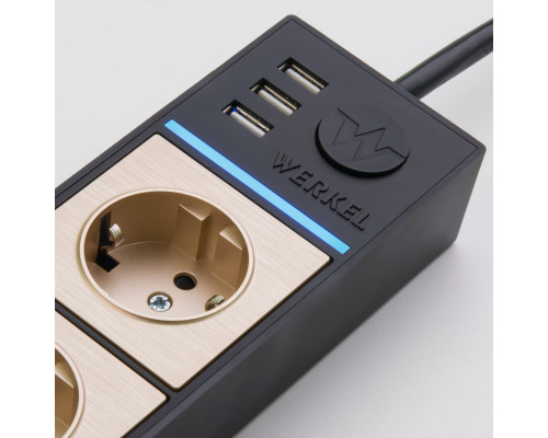 Заказать Розетка Werkel WL20-04-03 черный/шампань рифленый| VIVID-LIGHT.RU