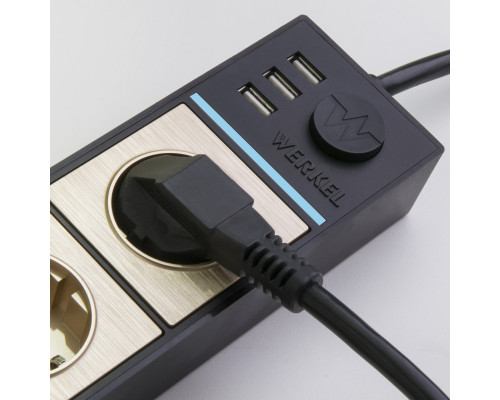 Заказать Розетка Werkel WL20-04-03 черный/шампань рифленый| VIVID-LIGHT.RU