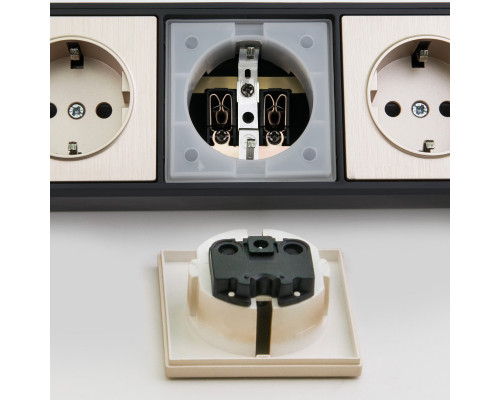 Заказать Розетка Werkel WL20-04-03 черный/шампань рифленый| VIVID-LIGHT.RU