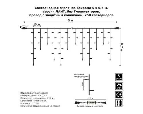Сделать заказ Светодиодная бахрома Гирлянда.рф G05-1964| VIVID-LIGHT.RU