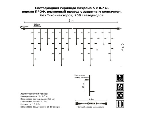 Купить Светодиодная бахрома Гирлянда.рф G05-579| VIVID-LIGHT.RU