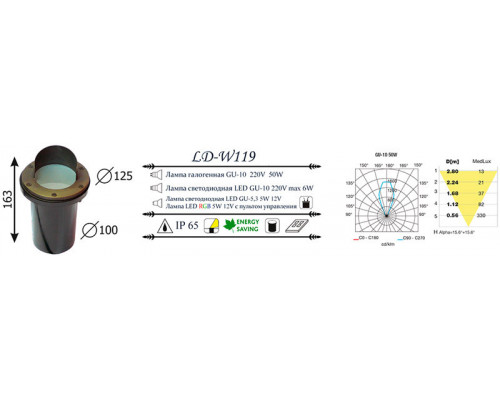 Оформить заказ Тротуарный светильник LD-Lighting LD-W119| VIVID-LIGHT.RU
