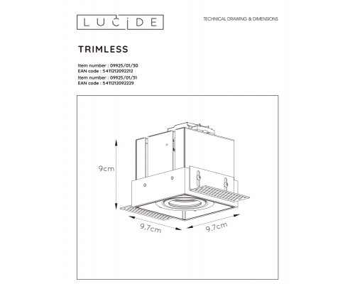 Купить Встраиваемый светильник LUCIDE 09925/01/31| VIVID-LIGHT.RU