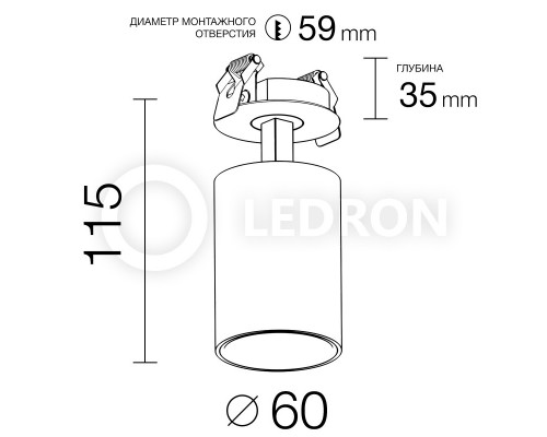 Купить Встраиваемый светильник LeDron MJ-1077 Black| VIVID-LIGHT.RU
