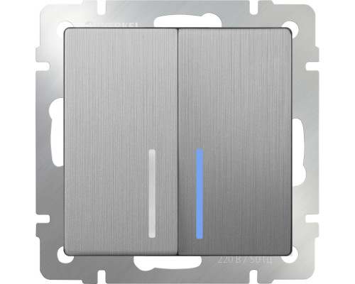 Купить Выключатель Werkel WL09-SW-2G-LED (cеребряный рифленый)| VIVID-LIGHT.RU