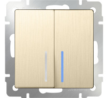 Выключатель Werkel WL10-SW-2G-2W-LED (шампань рифленый)