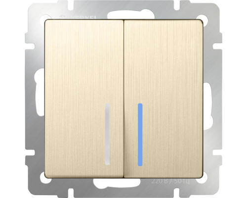 Заказать Выключатель Werkel WL10-SW-2G-2W-LED (шампань рифленый)| VIVID-LIGHT.RU
