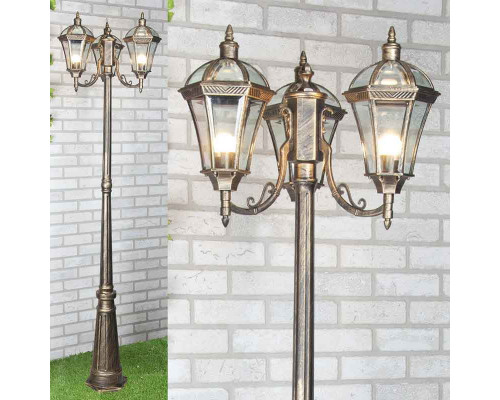 Оформить заказ Садовый светильник Elektrostandard Capella F/3 черное золото| VIVID-LIGHT.RU