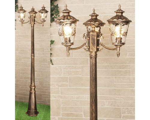 Оформить заказ Садовый светильник Elektrostandard Diadema F/3 (GLYF-8046F/3) черное золото| VIVID-LIGHT.RU